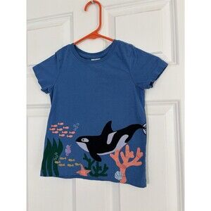 Hanna Andersson Orca Whale Killer Whale Aquarium Shirt 5 110 Appliqué Embroidery